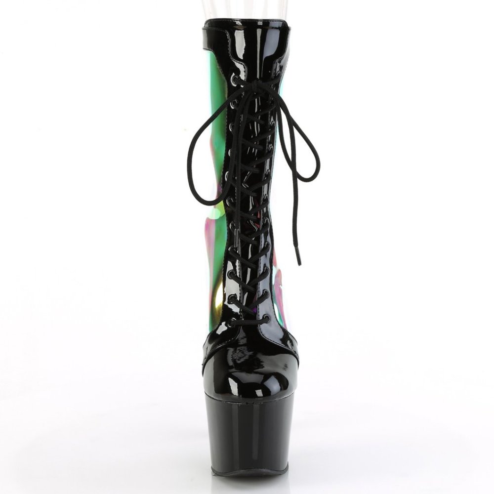 Platform Holographic High Heel Lace Up Ankle Boots - Picture 2 of 5